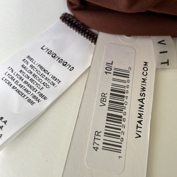 NWT Vitamin A GIA smooth brown triangle bikini top 10 L new w tag - Picture 3 of 10